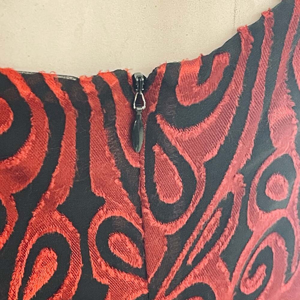 Georgiou Vintage 90s Red and Black Velvet Burnout Sleeveless Maxi Dress - Picture 4 of 5